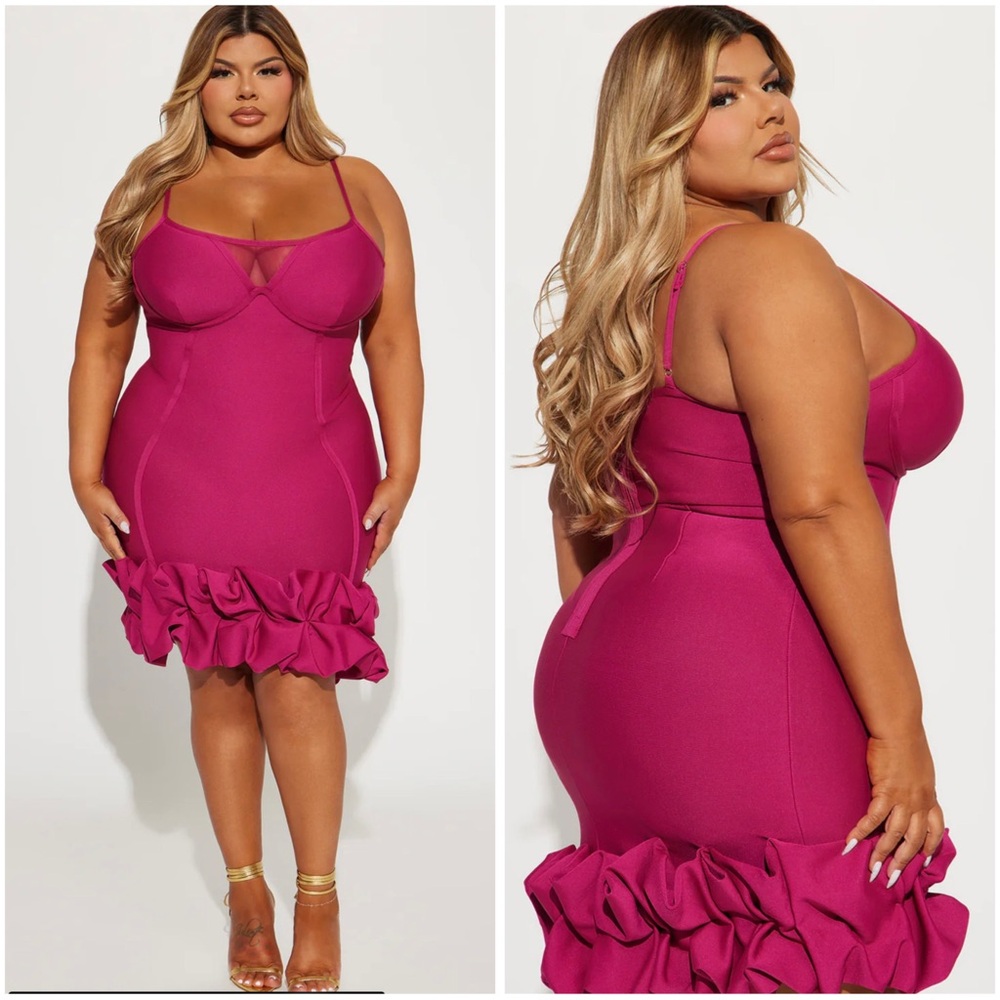 Fashion Nova Fuchsia Ruffle Dress